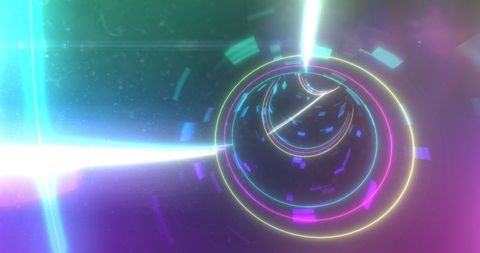 Hypnotic glowing tunnel with vibrant multicolor light trails