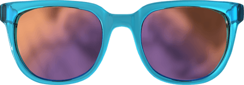 Transparent blue frame sunglasses with gradient tint lenses