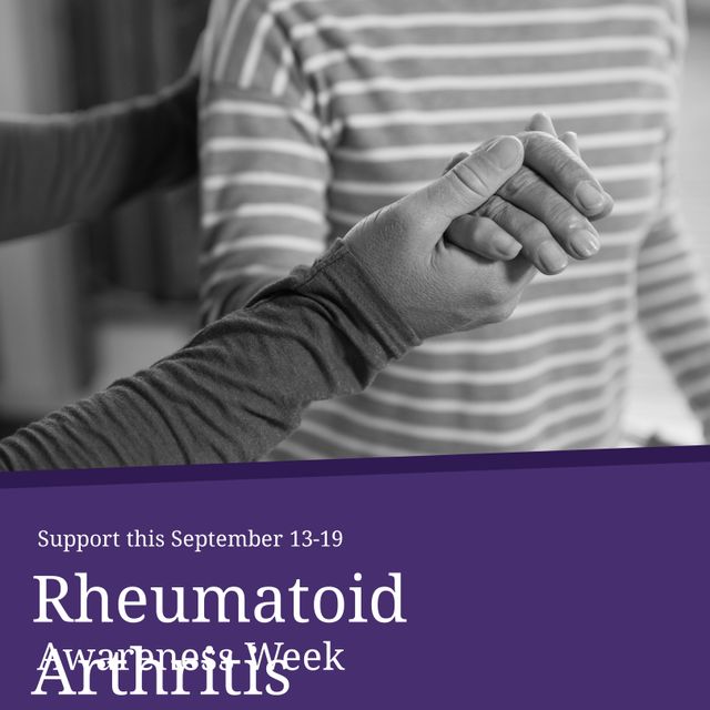 Biracial man holding friend's hands and september 13-19, rheumatoid arthritis awareness week - Download Free Stock Videos Pikwizard.com