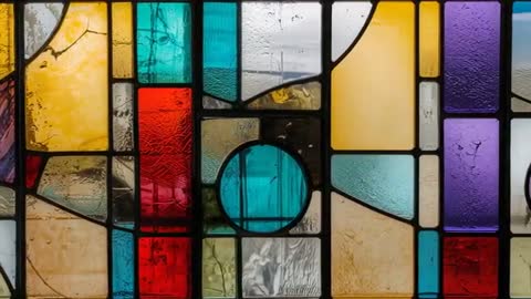 Abstract Colored Glass Illuminated by Natural Raindrops