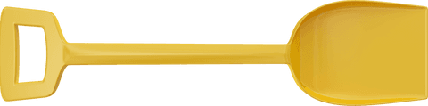 Yellow sand shovel with transparent background for playtime imagery