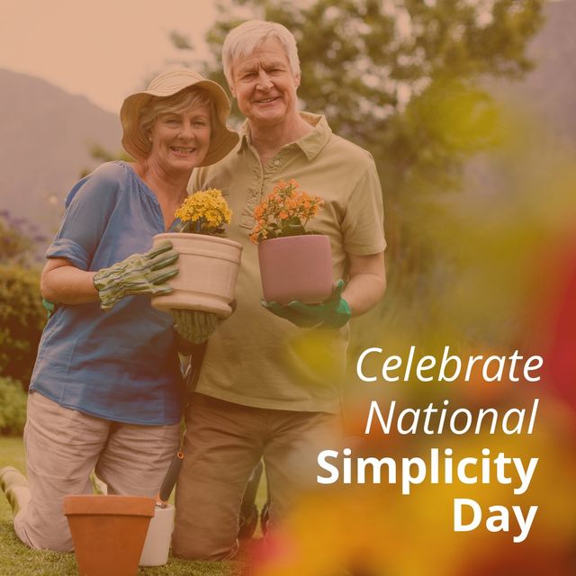 Senior Caucasian Couple Gardening to Celebrate National Simplicity Day - Download Free Stock Videos Pikwizard.com