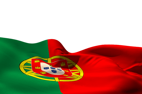 Waving Flag of Portugal on Transparent Background