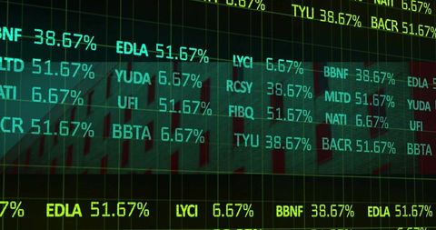 Futuristic Digital Stock Market Board with Neon Data