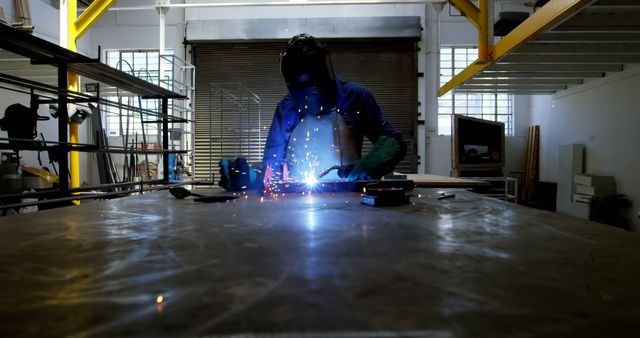 Skilled Welder Creating Sparks during Workshop Project - Download Free Stock Images Pikwizard.com