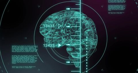 Futuristic digital brain and data processing technology concept