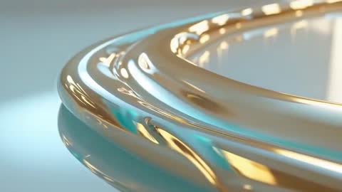 Abstract Rotating Reflective Torus with Gold Turquoise Highlights