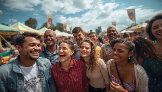 Diverse Friends Enjoying Festive Outdoor Gathering