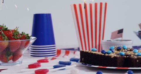 Fourth of July Party Table with Patriotic Desserts - Download Free Stock Images Pikwizard.com