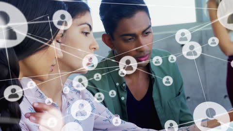 Diverse Team Digital Connectivity Collaborating on Tablet