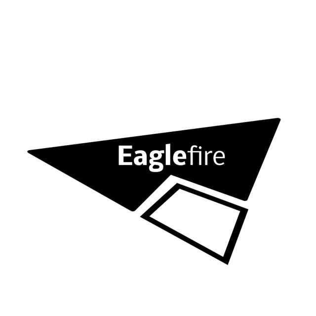 This modern geometric logo design features sleek black shapes with the word 'Eaglefire' prominently displayed. The minimalistic approach and sharp angles give it a contemporary and professional look. Ideal for branding, marketing materials, and corporate identity projects.