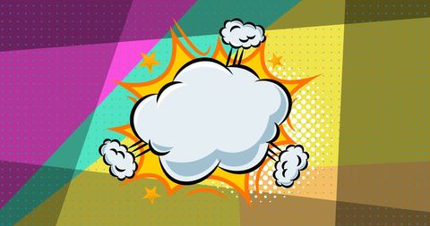 Colorful Comic Style Explosion with Speech Bubble