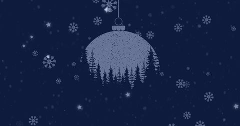 Dark Winter Night with Snowfall and Christmas Ornament Design