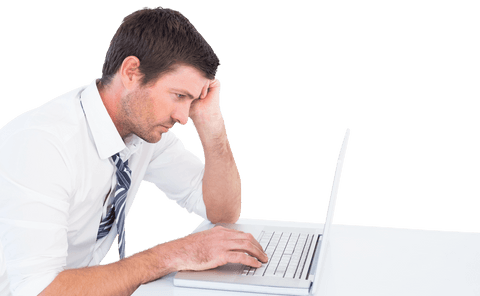 transparent businessman concentrated on laptop work - Download Free Stock Videos Pikwizard.com