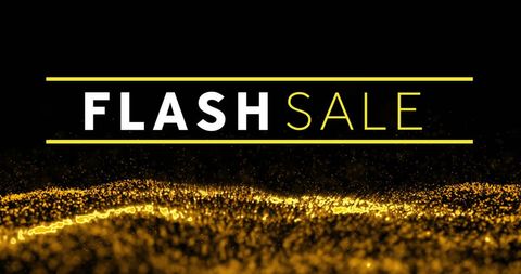 Flash Sale Text on Abstract Waving Mesh with Gold Light Particles - Download Free Stock Images Pikwizard.com
