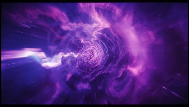 Swirling purple energy vortex in futuristic cosmic space