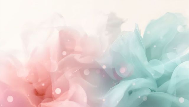 Drifting pastel blue-pink duotone plumes merging with ethereal bokeh and soft lens flares