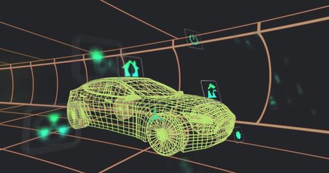 Futuristic 3D Car Model with Virtual Interface - Download Free Stock Images Pikwizard.com