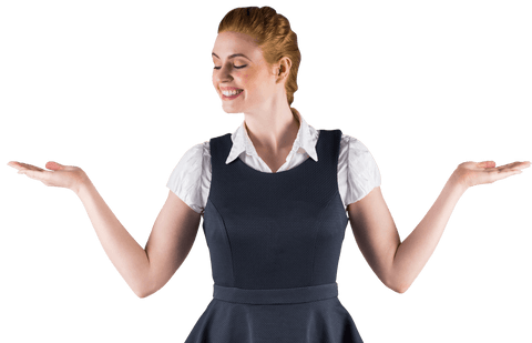transparent grinning businesswoman performing presentation gesture - Download Free Stock Videos Pikwizard.com