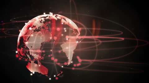 Red Light Trails and Digital Globe Illustrating Global Networking