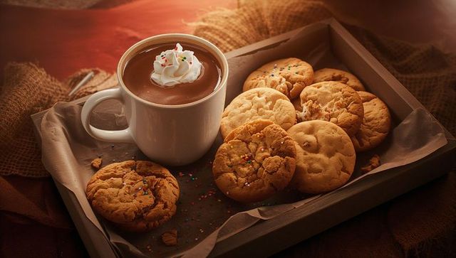 Warm Coffee Delight with Cookies for Cozy Autumn Moments