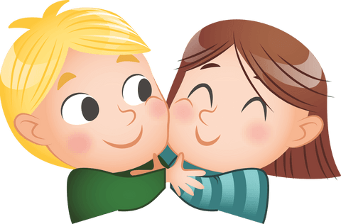 Transparent Vector Smiling Couple Embracing Illustration
