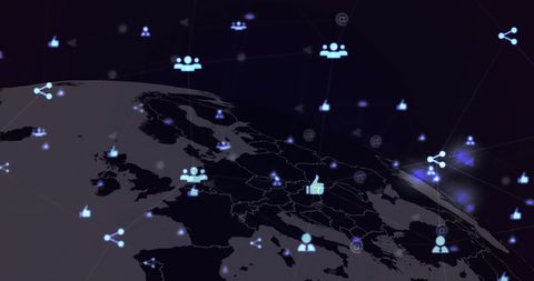 Global Networking with Digital Connectivity Icons