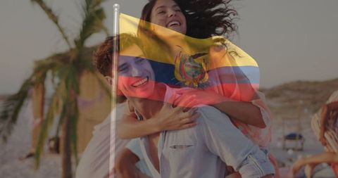 Joyful beach celebration with ecuadorian spirit