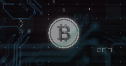 Futuristic Bitcoin Blockchain with Digital Interface Elements