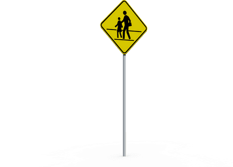 Yellow pedestrian crossing transparent isolated road sign