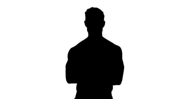 Silhouette of muscular man standing with arms crossed - Download Free Stock Images Pikwizard.com