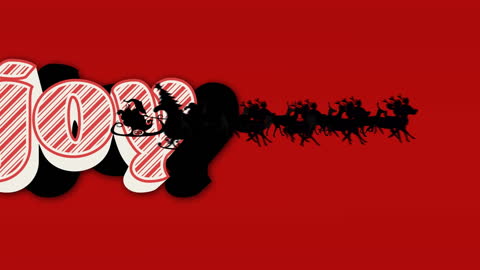 Festive Santa Silhouette with Reindeer on Red Background