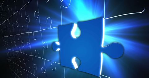 Glowing Blue Puzzle Piece Highlighting Celebration - Download Free Stock Images Pikwizard.com