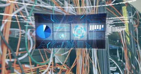 Digital Interface with Network Connections in Data Center - Download Free Stock Images Pikwizard.com