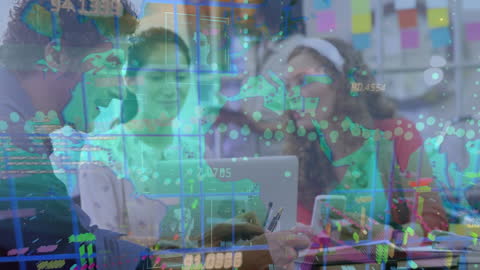 Diverse Team Collaborating on Data Analytics Project in Modern Office