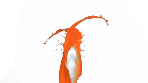 Dynamic Splash of Orange Paint on White Background