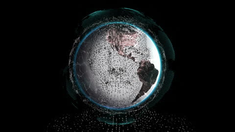 Global Network Connections on Rotating Globe