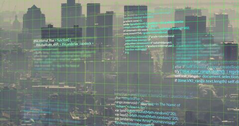 computer code overlay on modern cityscape - Download Free Stock Images Pikwizard.com