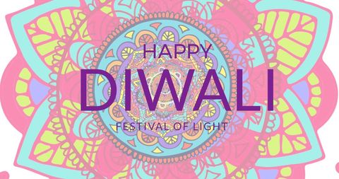 Festive diwali greeting with colorful mandala design