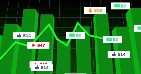 3d bar chart with interactive icons for data analytics