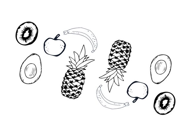 Composition of fruit drawings on white background - Download Free Stock Videos Pikwizard.com