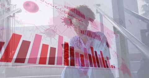 Modern Employee Analyzing Data on Smartphone in Urban Office Lobby
