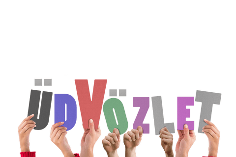 Hands Holding Üdvözlet Hungarian Welcome Vector on Transparent Background - Download Free Stock Videos Pikwizard.com