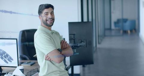 Confident Professional in Modern Tech Office Environment