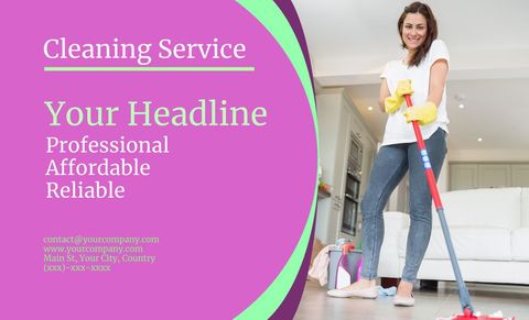 cheerful woman advertises reliable affordable cleaning service - Download Free Stock Templates Pikwizard.com