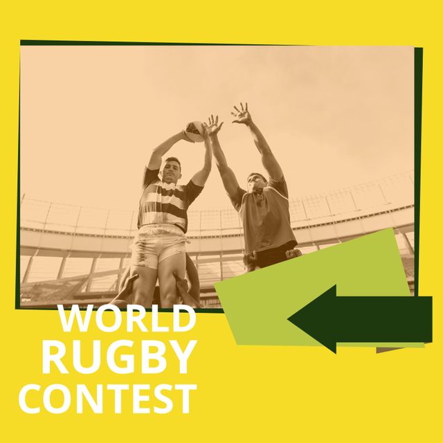 World Rugby Contest Advertisement with Diverse Players in Action - Download Free Stock Templates Pikwizard.com