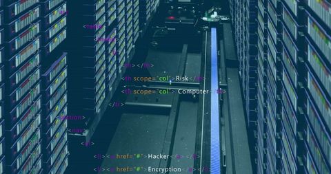 html code overlay on computer servers network - Download Free Stock Images Pikwizard.com