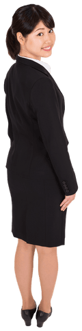 Happy Asian Businesswoman Standing Confidently on Transparent Background