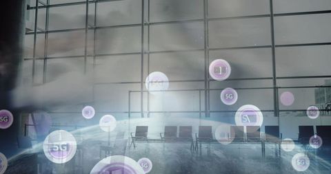 Abstract representation of 5g technology in modern workspace