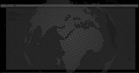 Digital Dot-Matrix Globe Displaying World Data Visualization